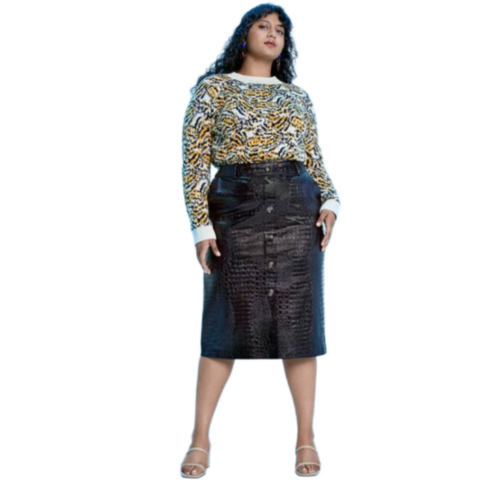 Rachel Comey X Target Faux Leather Midi Skirt Size 4 Embossed Pencil Skirt NWT
